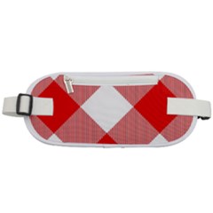 Red And White Diagonal Plaids Rounded Waist Pouch by ConteMonfrey