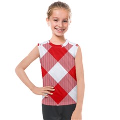 Red And White Diagonal Plaids Kids  Mesh Tank Top by ConteMonfrey