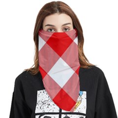 Red And White Diagonal Plaids Face Covering Bandana (triangle) by ConteMonfrey