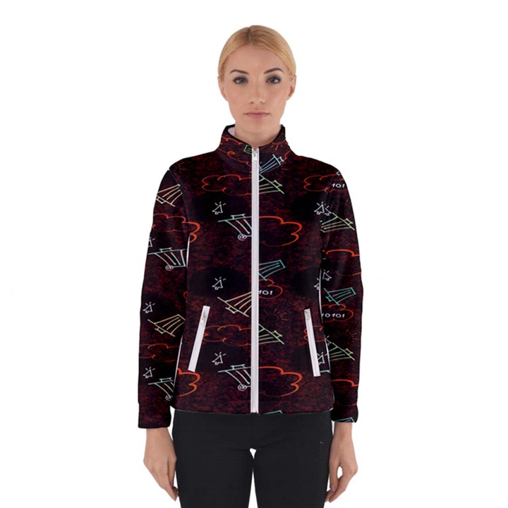 Geometric Pattern Recycle Bin Women s Bomber Jacket