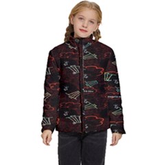 Geometric Pattern Recycle Bin Kids  Puffer Bubble Jacket Coat