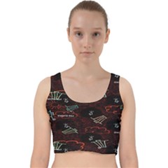 Geometric Pattern Recycle Bin Velvet Racer Back Crop Top by Ravend