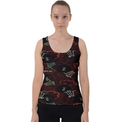 Geometric Pattern Recycle Bin Velvet Tank Top by Ravend