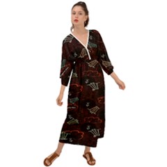 Geometric Pattern Recycle Bin Grecian Style  Maxi Dress by Ravend