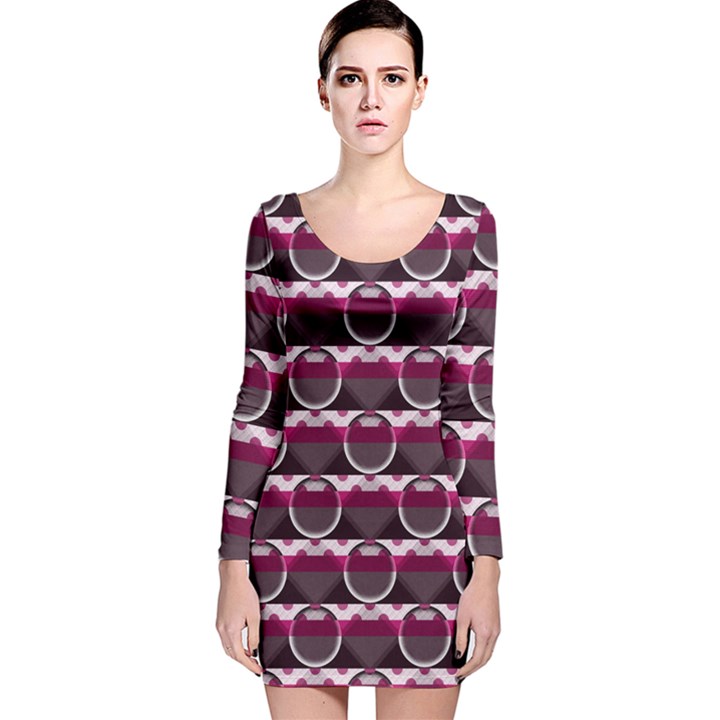 Background Geometric Pattern Orb Pattern Long Sleeve Velvet Bodycon Dress