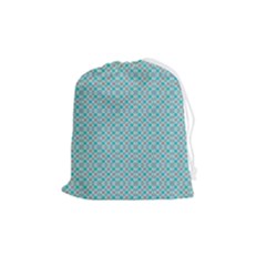 Diagonal Turquoise Plaids Drawstring Pouch (medium) by ConteMonfrey