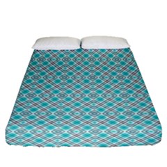 Diagonal Turquoise Plaids Fitted Sheet (queen Size) by ConteMonfrey