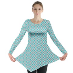 Diagonal Turquoise Plaids Long Sleeve Tunic  by ConteMonfrey