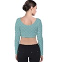 Diagonal Turquoise Plaids Velvet Long Sleeve Crop Top View2