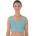 Diagonal Turquoise Plaids Velvet Crop Top View1