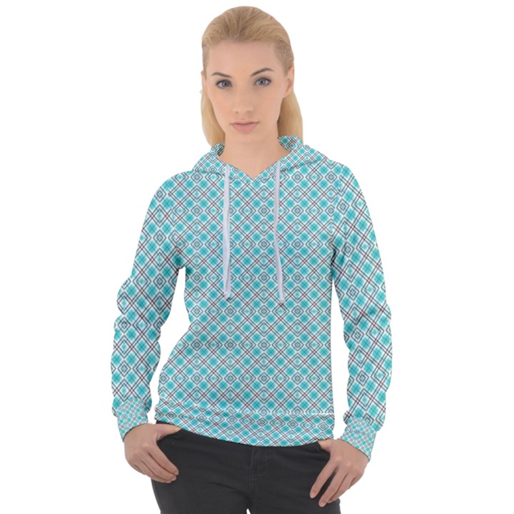 Diagonal Turquoise Plaids Women s Overhead Hoodie