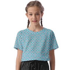 Diagonal Turquoise Plaids Kids  Basic Tee by ConteMonfrey