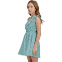 Diagonal Turquoise Plaids Kids  One Shoulder Party Dress View3