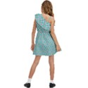 Diagonal Turquoise Plaids Kids  One Shoulder Party Dress View4