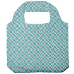 Diagonal Turquoise Plaids Foldable Grocery Recycle Bag by ConteMonfrey