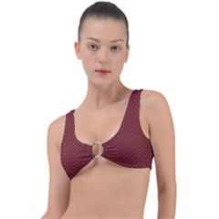 Red Diagonal Plaids Ring Detail Bikini Top by ConteMonfrey