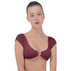 Red Diagonal Plaids Cap Sleeve Ring Bikini Top by ConteMonfrey