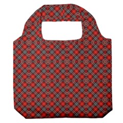 Red Diagonal Plaids Premium Foldable Grocery Recycle Bag by ConteMonfrey