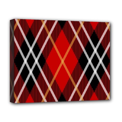 Black, Red, White Diagonal Plaids Deluxe Canvas 20  X 16  (stretched) by ConteMonfrey