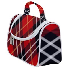 Black, Red, White Diagonal Plaids Satchel Handbag by ConteMonfrey