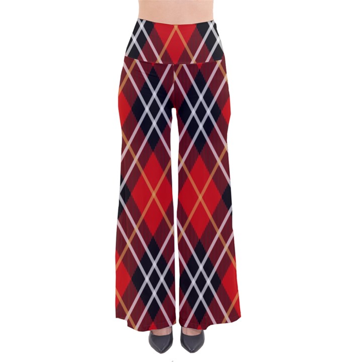 Black, red, white diagonal plaids So Vintage Palazzo Pants