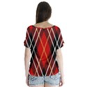 Black, red, white diagonal plaids V-Neck Flutter Sleeve Top View2