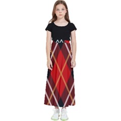 Black, Red, White Diagonal Plaids Kids  Flared Maxi Skirt by ConteMonfrey