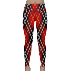 Black, Red, White Diagonal Plaids Lightweight Velour Classic Yoga Leggings by ConteMonfrey