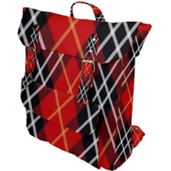 Black, Red, White Diagonal Plaids Buckle Up Backpack by ConteMonfrey