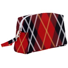 Black, Red, White Diagonal Plaids Wristlet Pouch Bag (large) by ConteMonfrey