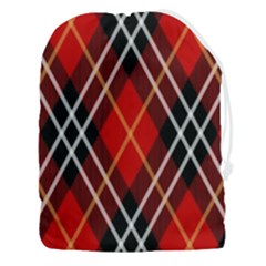 Black, Red, White Diagonal Plaids Drawstring Pouch (3xl) by ConteMonfrey