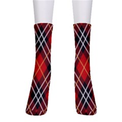 Black, Red, White Diagonal Plaids Crew Socks by ConteMonfrey