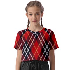 Black, Red, White Diagonal Plaids Kids  Basic Tee by ConteMonfrey