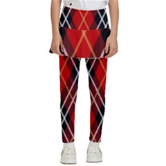 Black, Red, White Diagonal Plaids Kids  Skirted Pants by ConteMonfrey