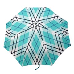 Ice Blue Diagonal Plaids Folding Umbrellas by ConteMonfrey