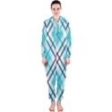 Ice blue diagonal plaids Hooded Jumpsuit (Ladies) View1