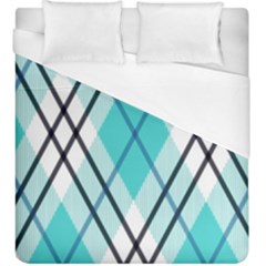 Ice Blue Diagonal Plaids Duvet Cover (king Size) by ConteMonfrey