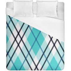 Ice Blue Diagonal Plaids Duvet Cover (california King Size) by ConteMonfrey