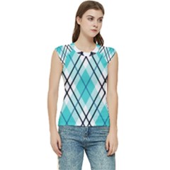 Ice Blue Diagonal Plaids Women s Raglan Cap Sleeve Tee by ConteMonfrey