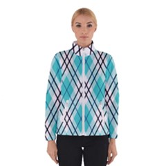 Ice Blue Diagonal Plaids Women s Bomber Jacket by ConteMonfrey