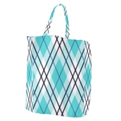 Ice Blue Diagonal Plaids Giant Grocery Tote by ConteMonfrey