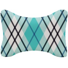 Ice Blue Diagonal Plaids Seat Head Rest Cushion by ConteMonfrey