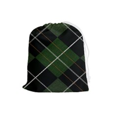 Modern Green Plaid Drawstring Pouch (large) by ConteMonfrey