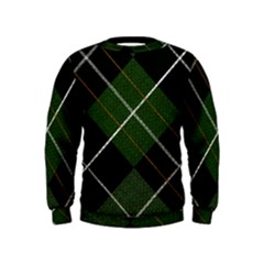 Modern Green Plaid Kids  Sweatshirt by ConteMonfrey