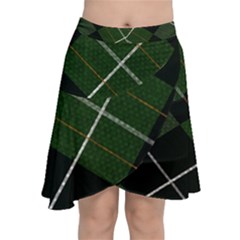 Modern Green Plaid Chiffon Wrap Front Skirt by ConteMonfrey