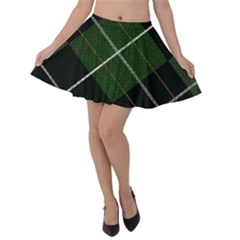 Modern Green Plaid Velvet Skater Skirt by ConteMonfrey