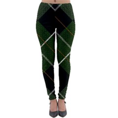 Modern Green Plaid Lightweight Velour Leggings by ConteMonfrey