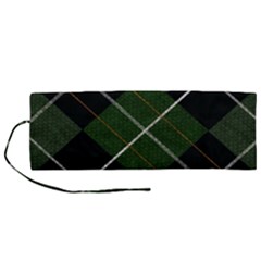 Modern Green Plaid Roll Up Canvas Pencil Holder (m) by ConteMonfrey