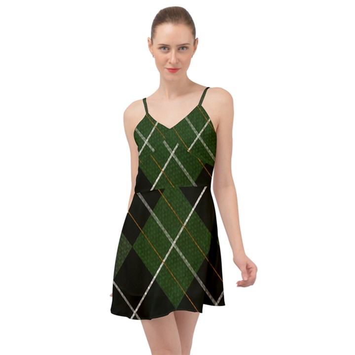 Modern Green Plaid Summer Time Chiffon Dress