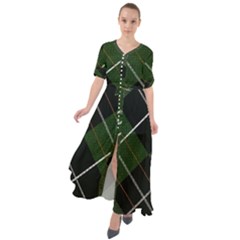 Modern Green Plaid Waist Tie Boho Maxi Dress by ConteMonfrey